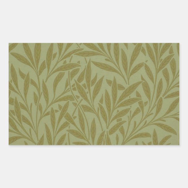 Sticker Rectangulaire William Morris Willow Antique Green Leaf Vine Art (Devant)