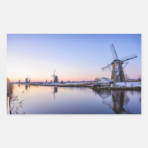 Sticker Rectangulaire Windmills en hiver en Holland rectangulaire autoco
