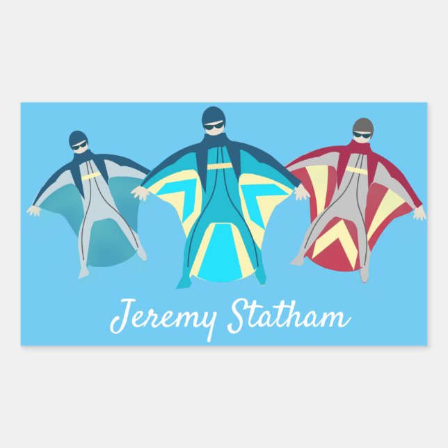 Sticker Rectangulaire Wingsuit Skydiving Thème (Devant)