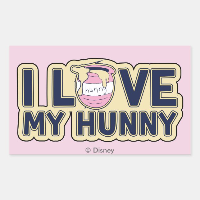 Sticker Rectangulaire Winnie L'Ourson | I Love My Hunny (Devant)
