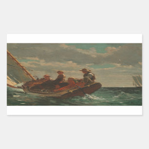Sticker Rectangulaire Winslow Homer - Breezing Up (Un Vent Juste)