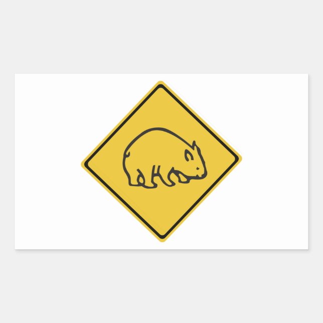 Sticker Rectangulaire Wombats Crossing, Signal d'avertissement de trafic (Devant)