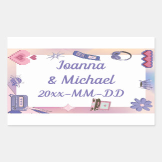 Sticker Rectangulaire Y2K Pink Purple 2000s Retro Tech Geek Love Mariage