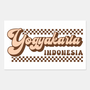 Sticker Rectangulaire Yogyakarta Indonésie Texte Brown rétro