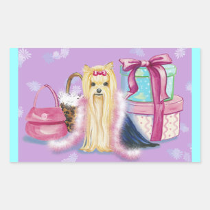 Sticker Rectangulaire Yorkie habille