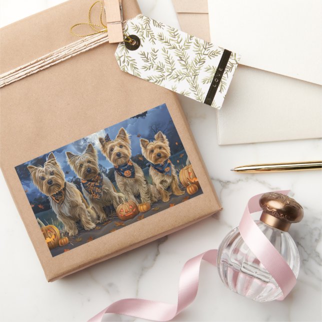 Sticker Rectangulaire Yorkipoo Halloween Épouvantable  (Cadeaux)