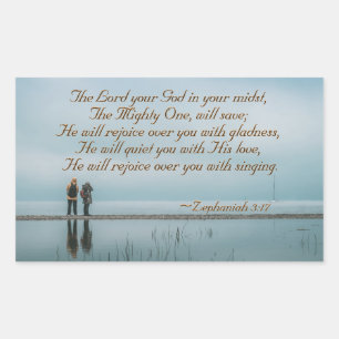 Sticker Rectangulaire Zephaniah 3 He will rejoice over you with singing