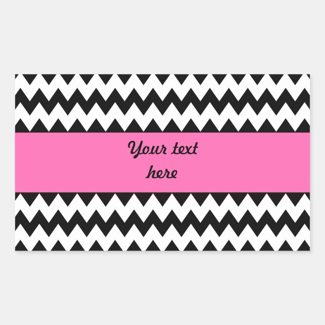 Sticker Rectangulaire Zigzag noir et blanc personnalisé (Devant)