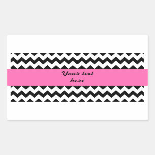 Sticker Rectangulaire Zigzag noir et blanc personnalisé