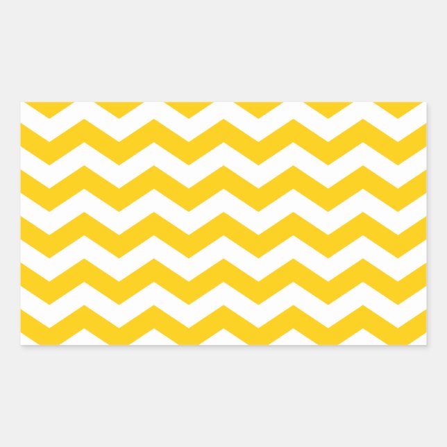 Sticker Rectangulaire Zigzag or et blanc (Devant)
