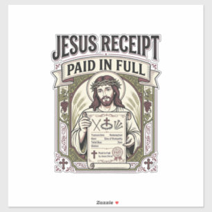 Sticker Reçu de Jésus payé en totalité Reçu de Jésus payé
