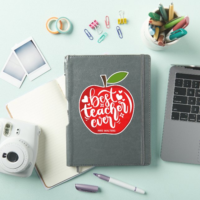 Sticker Red Apple Meilleur Enseignant Jamais Personnalisé  (Couverture iPad)