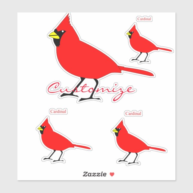 Sticker Red Cardinal Bird Thunder_Cove (Feuille)