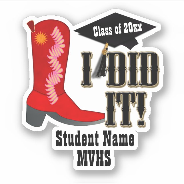 Sticker Red Cowboy Boot - Graduation (Devant)