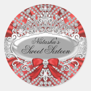 Sticker Red Diamond & Tiara Sweet 16