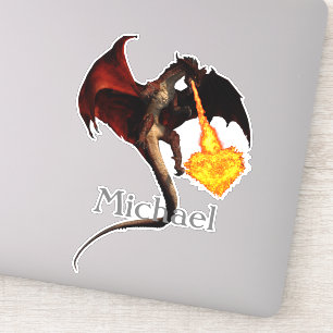 Sticker Red Dragon Fire Respiration Coeur Personnalisé