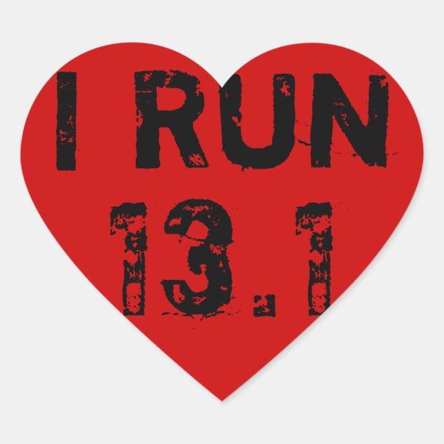 Sticker Red Heart I Run 13.1 (Devant)