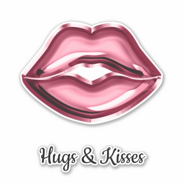 Sticker Red Lips Kiss Hearts (Devant)