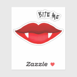 Sticker Red Lips & Vampire Fangs Bite Me