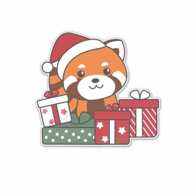 Sticker Red Panda cadeau de Noël hiver Red Pandas (Devant)