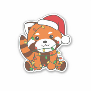 Sticker Red Panda Christmas Winter Animals Red Pandas