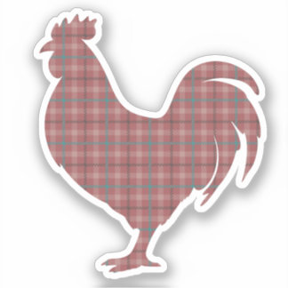 Sticker  Red Plaid Rooster 
