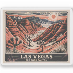 Sticker Red Rock Canyon Las Vegas Retro Vintage voyage WPA
