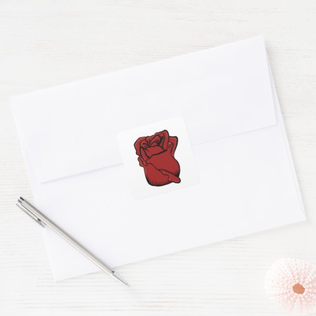 Sticker Red Rose personnalisable (Enveloppe)