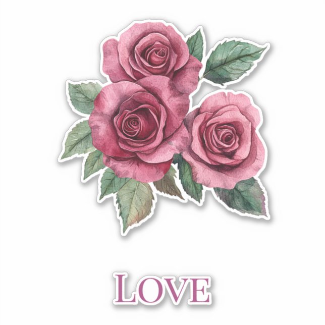 Sticker Red Roses Floral Love Mariage (Devant)