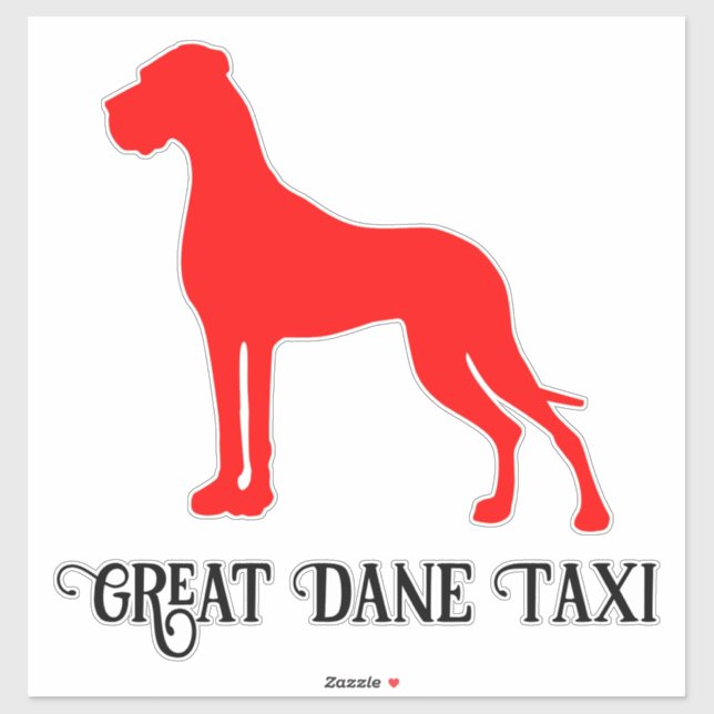 Sticker Red Show Standing Great Dane Silhouette Vinyl Sti (Feuille)