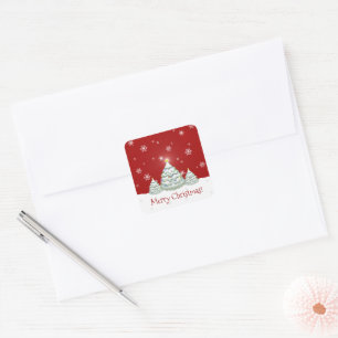 Sticker Red Snowy Christmas Tree