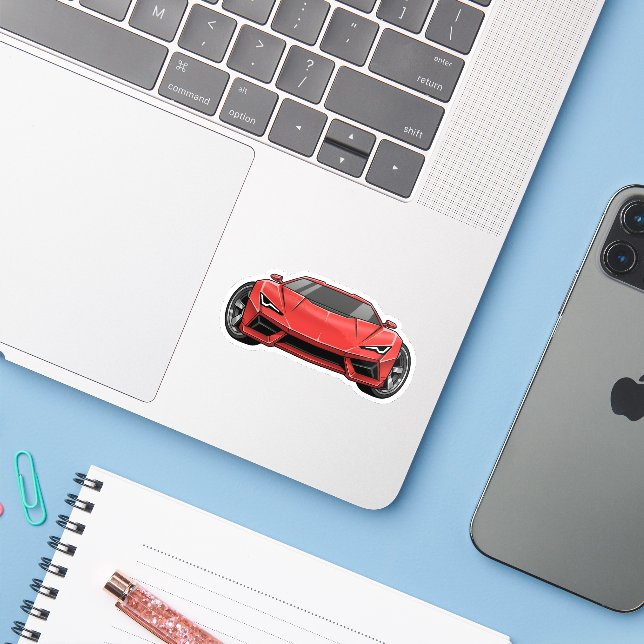 Sticker Red Sports Car (Ordinateur portable avec iPhone)