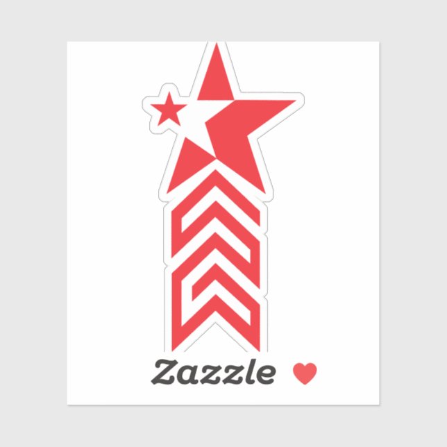 Sticker Red Star with Chevron Arrows (Feuille)