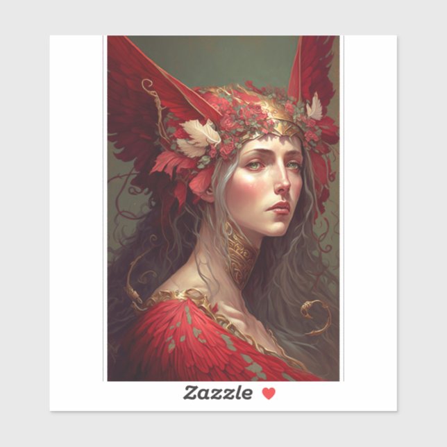 Sticker Red Valkyrie Femme Imaginaire Art (Feuille)