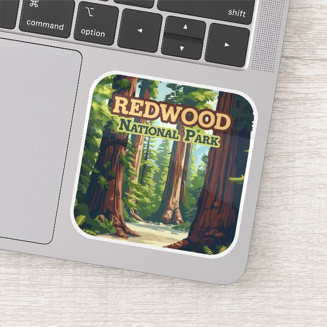 Sticker Redwood National Park California Tree Retro (Détail)