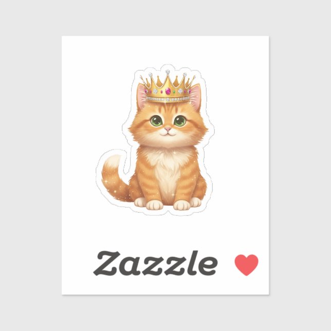 Sticker Regal Glitter Crown Cat Golden New Year Sparkle (Feuille)