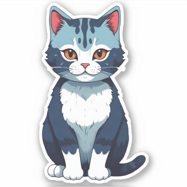 Sticker Regard ensorcelant de chat bleu (Devant)