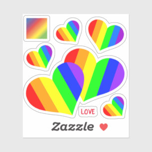Sticker Regenbogen Kontur Aufkleber Herzen