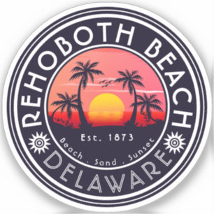 Sticker Rehoboth Beach Delaware Palmiers Vintages années 8