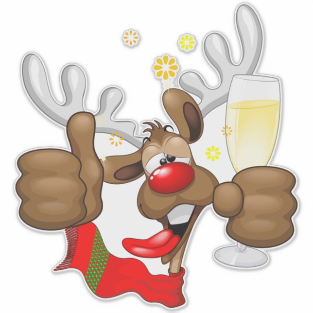 Sticker Reindeer Drunk Funny Caractère de Noël (Devant)