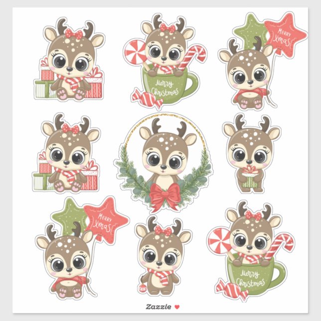 Sticker Reinder de Noël (Feuille)