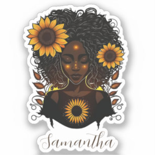 Sticker Reine des tournesols Afro femme