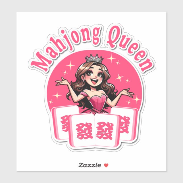Sticker Reine du Mahjong rose (Feuille)