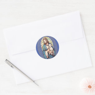 Sticker religieux avec Dieu et agneau en bleu