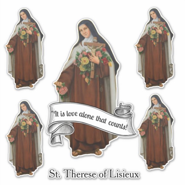 Sticker Religieux Sainte-Thérèse de Lisieux Carmelite Nun (Devant)