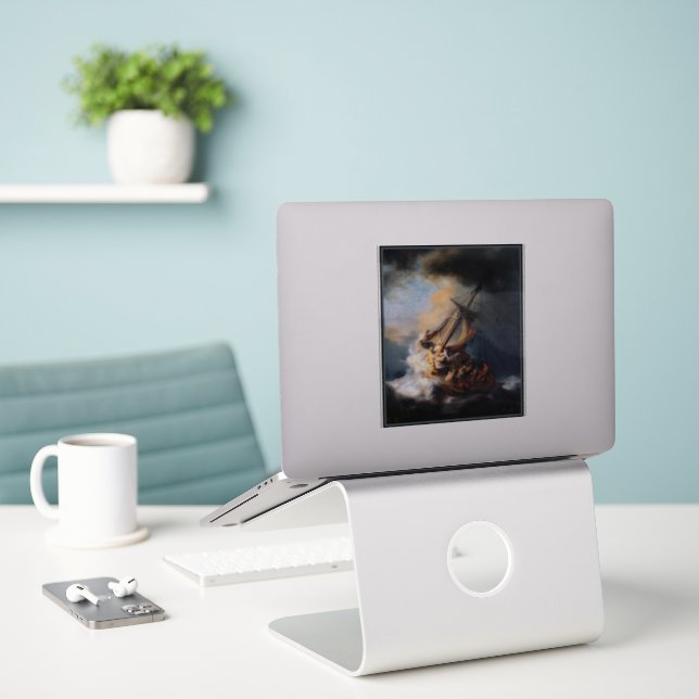 Sticker Rembrandt - La tempête de la mer de Galilée (Ordinateur portable sur le bureau)