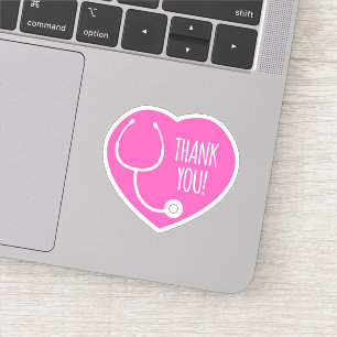 Sticker Remerciements   Stethoscope Coeur Rose