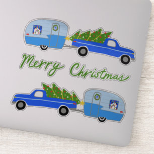 Sticker Remorque de Noël Camper RV Vintage Retro Holiday