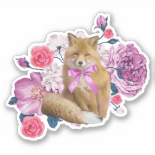 Sticker Renard à fleurs