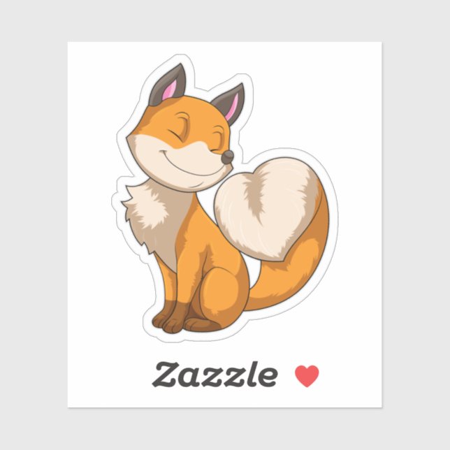 Sticker Renard avec coeur (Feuille)